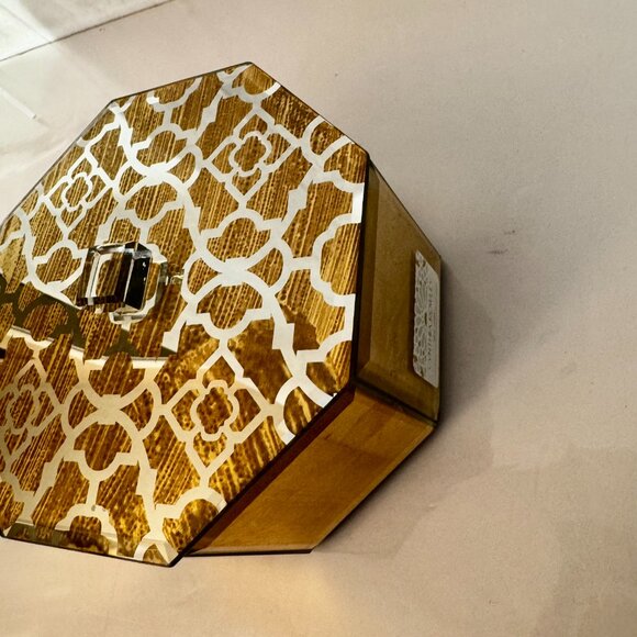 Cynthia Rowley New York Mirrored Beveled Glass Jewelry Trinket Box Golden Octago - Picture 11 of 16